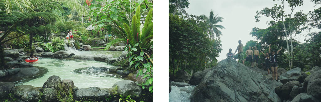 (Left) One of the pools in Forest Camp. (Right)  River-trekking.