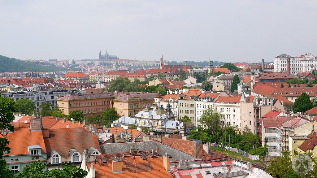 The city of Prague viewed from Vysehrad Park