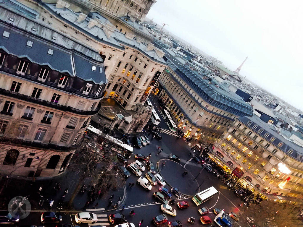 Heavy traffic also exists in Paris. ;) Viewed at the top of the Galeries Lafayette