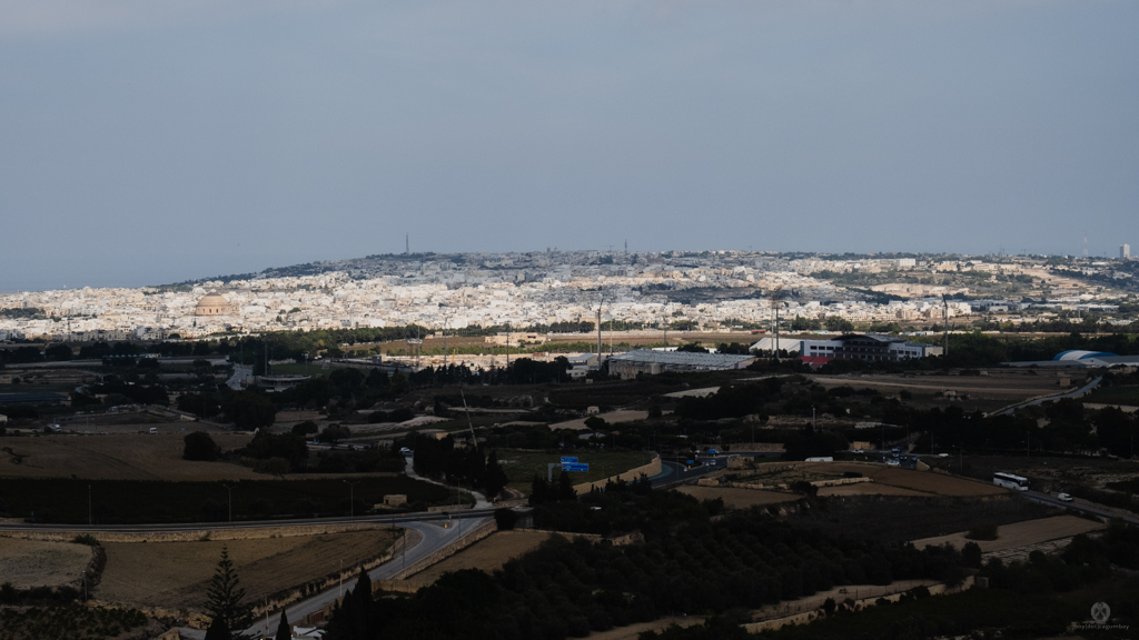 Overlooking a town on the eastern side of Mdina