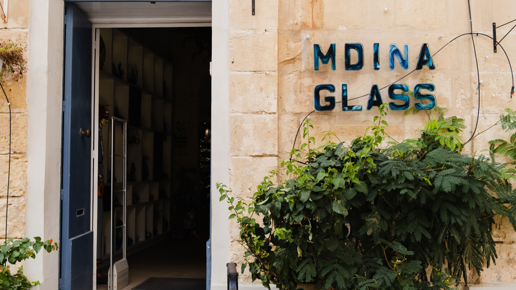 Mdina Glass boutique with glass products