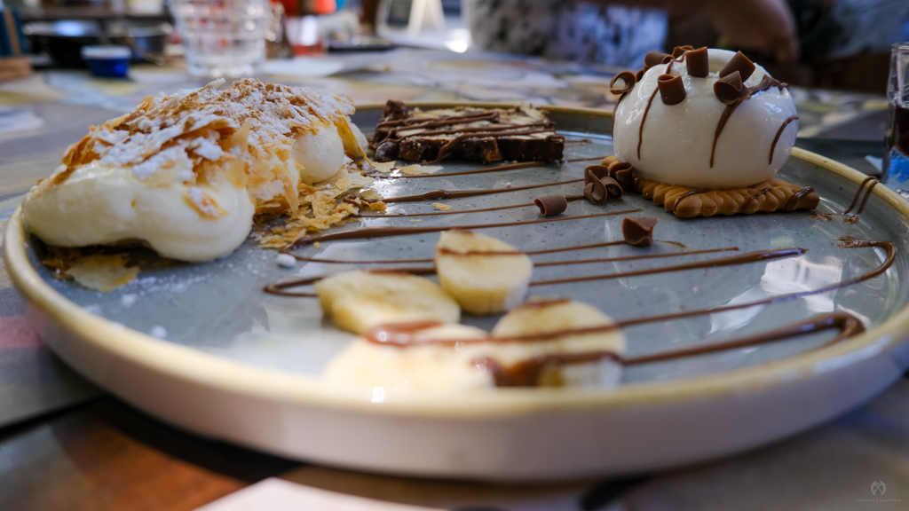 Best thing about Crete? Free desserts... and raki.