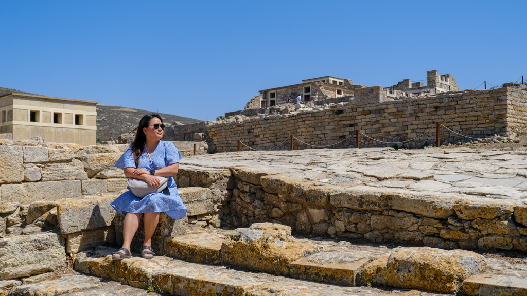 Knossos Palace (ruins) under scorching heat of summer